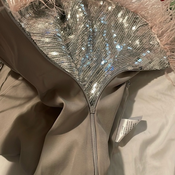 Endless Rose silver sequin embellishing pink feather strapless mini dress - Picture 7 of 14